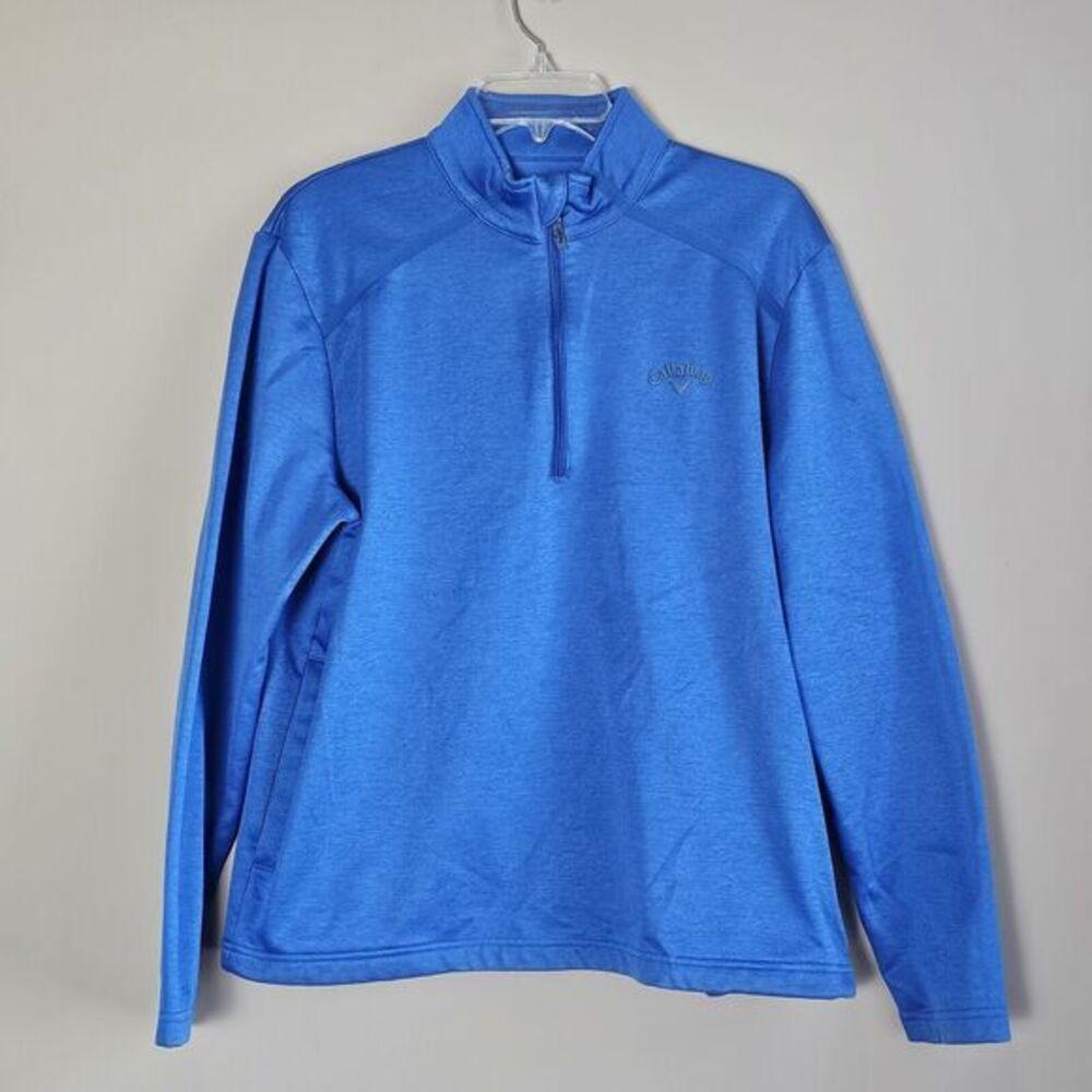 Callaway Golf Blue‎ Long Sleeve 1/4 Zip Fleece Lined Shirt SZ M Athlete Outdoors